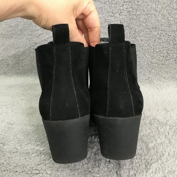 Cliffs Boots Womens 8.5 Suede Wedge Ankle Elastic Band 2.5" Heels Black - Picture 4 of 12